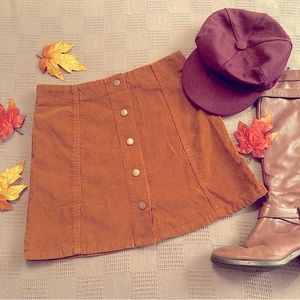 Corduroy Button Front Mini Skirt